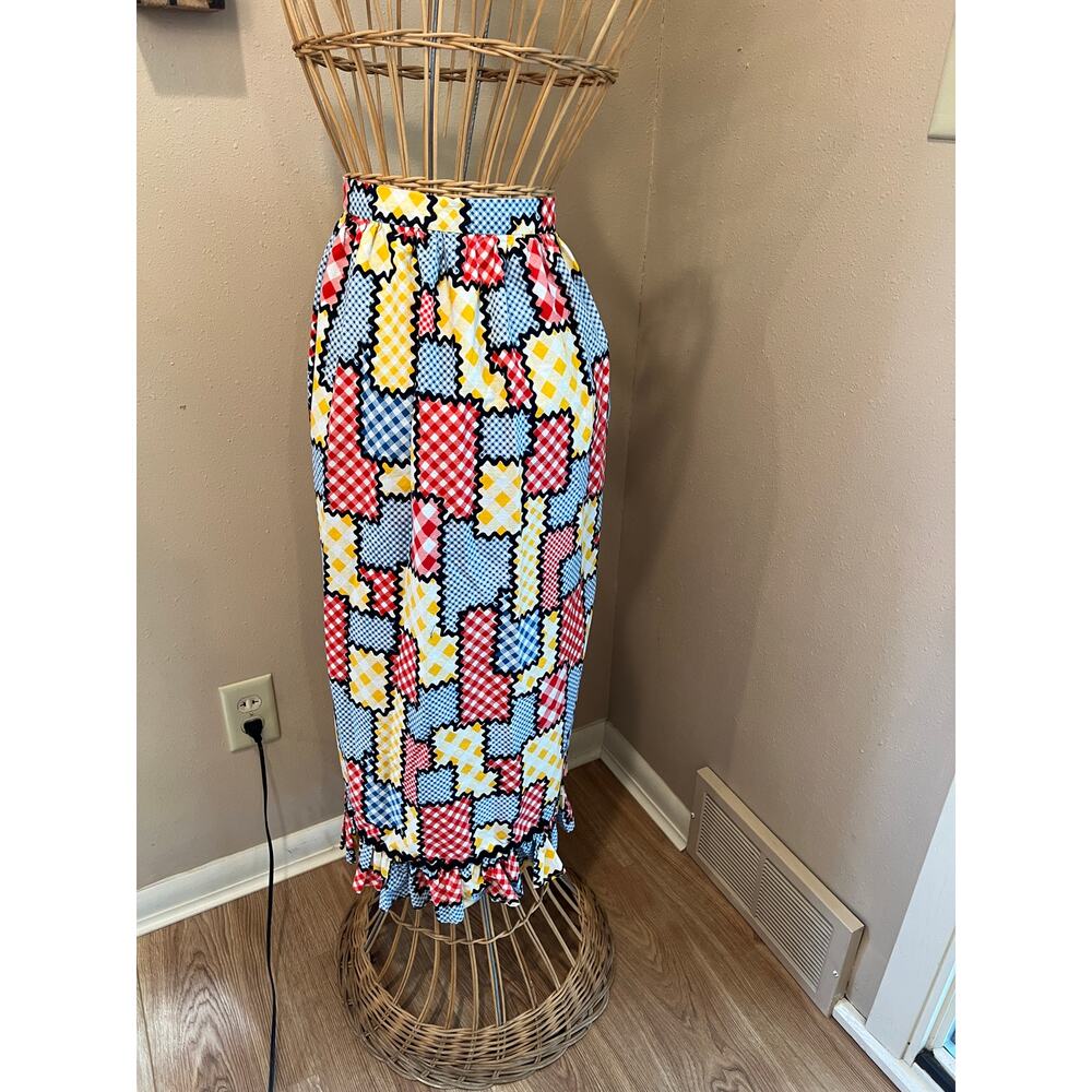 Vintage Faux Patchwork Apron Handmade Large